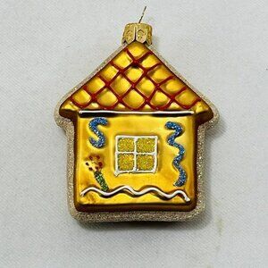 Poland Impuls Traditional Glass Christmas Ornament Gingerbread House Gold Blown